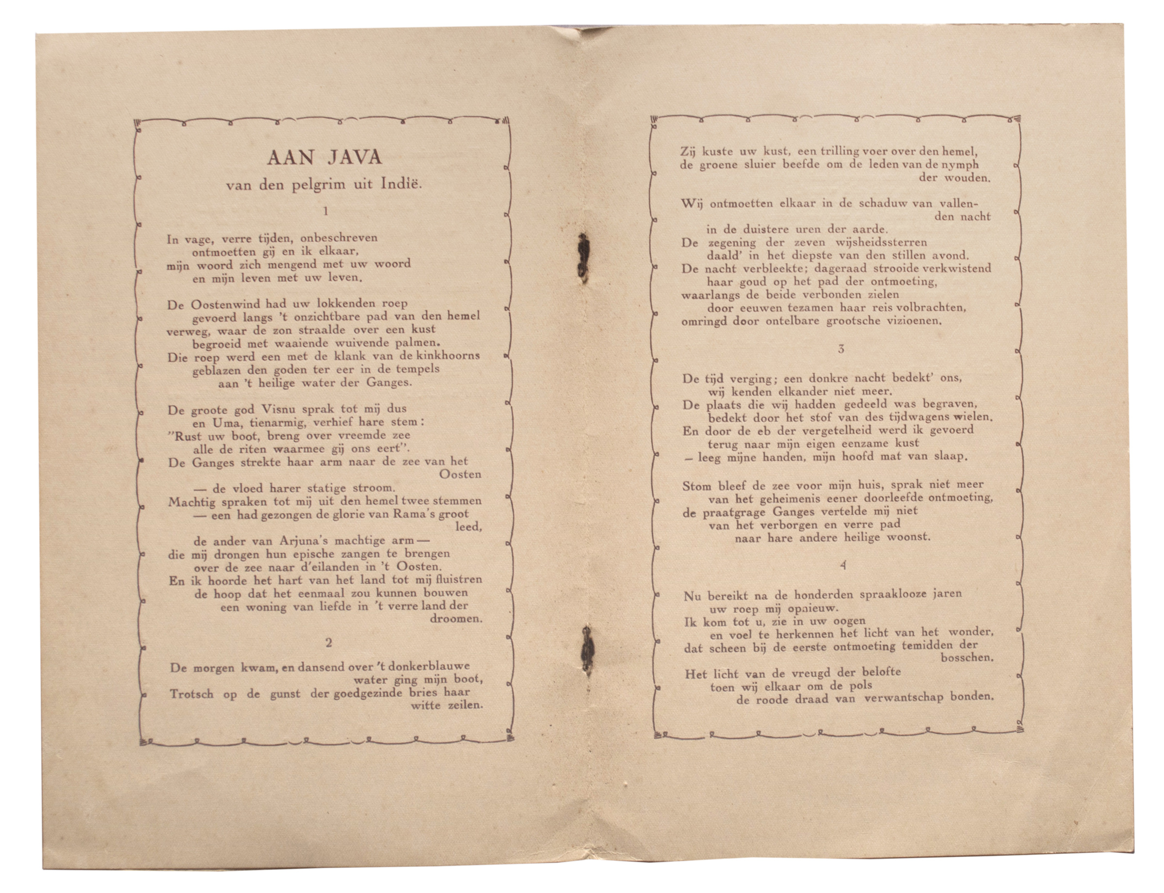 Rabindranath Tagore - TO JAVA from the Pilgrim in India - Collection of Poems (1927)