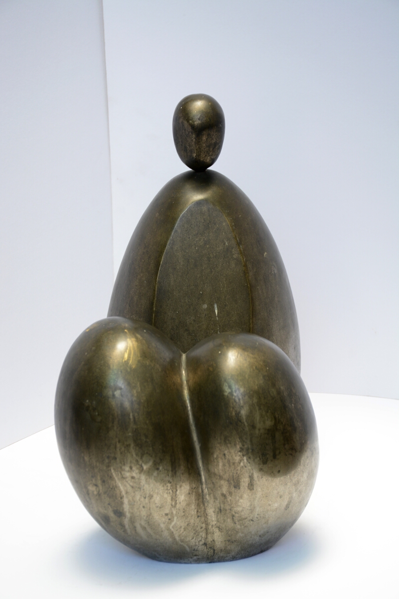 Prodosh Dasgupta Bronze Figuirine Front View Labelled Egg Bride