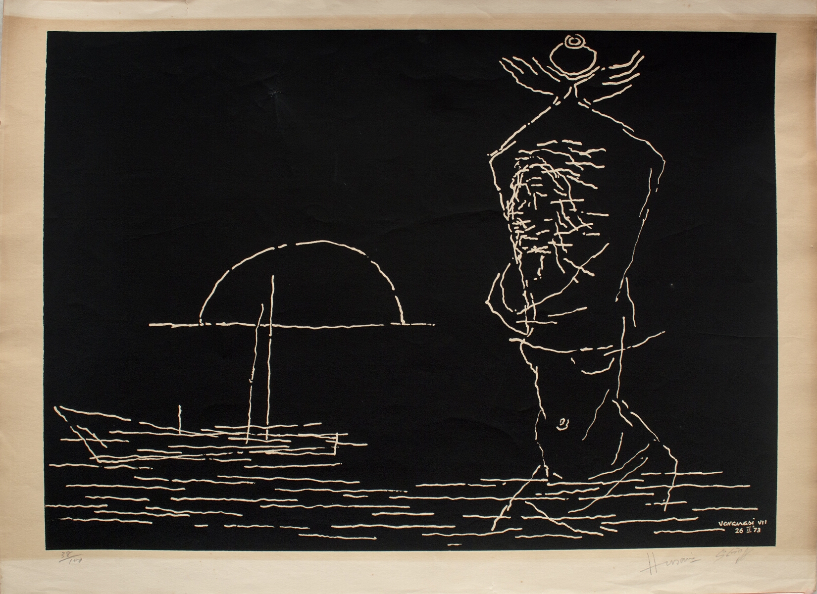 Maqbool Fida Husain Benaras Portfolio 1973 VII