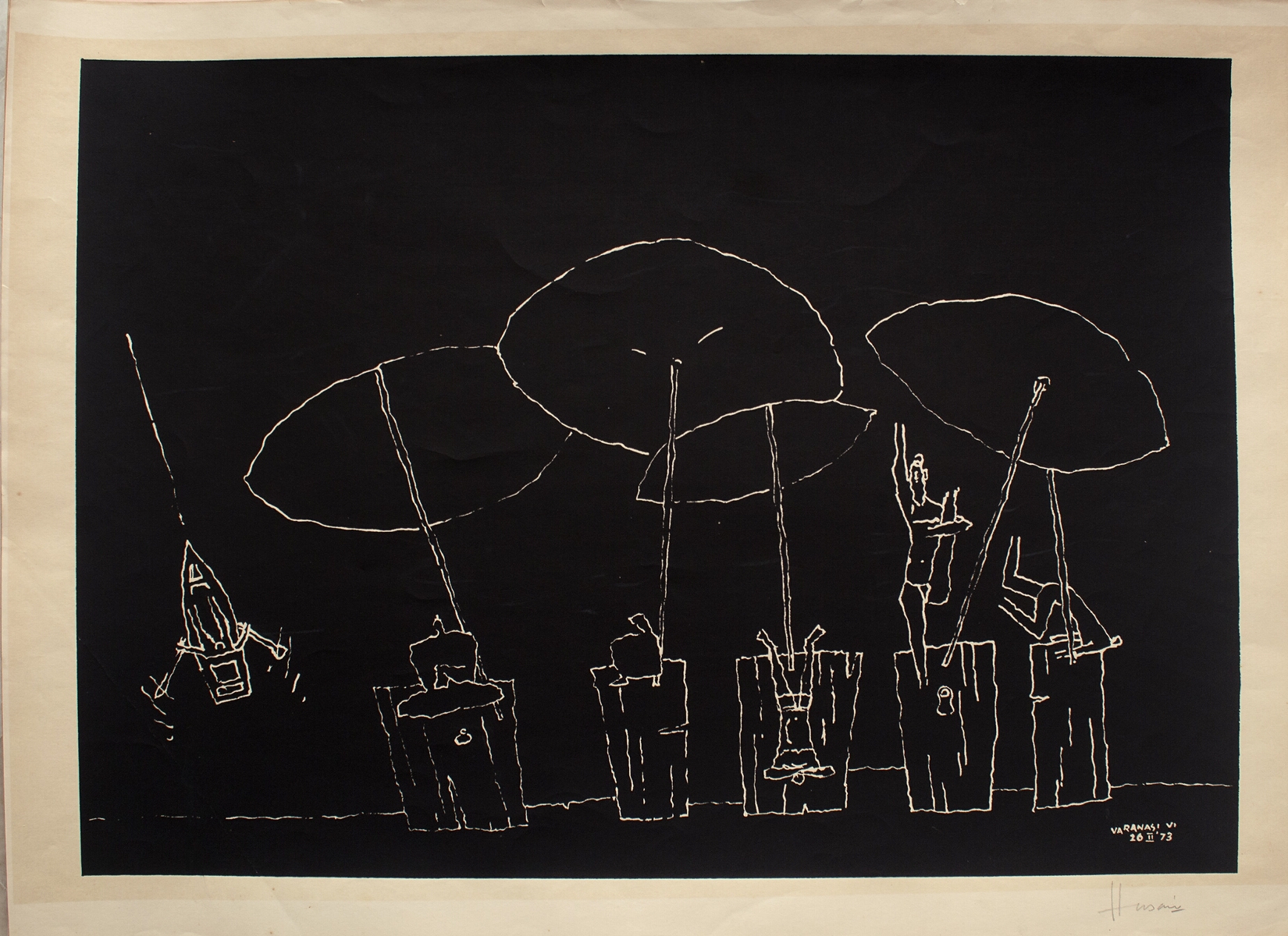 Maqbool Fida Husain Benaras Portfolio 1973 VI