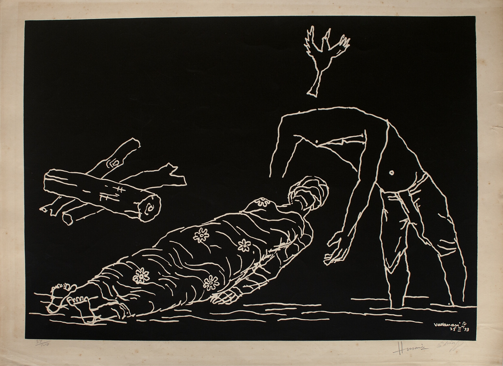 Maqbool Fida Husain Benaras Portfolio 1973 IV