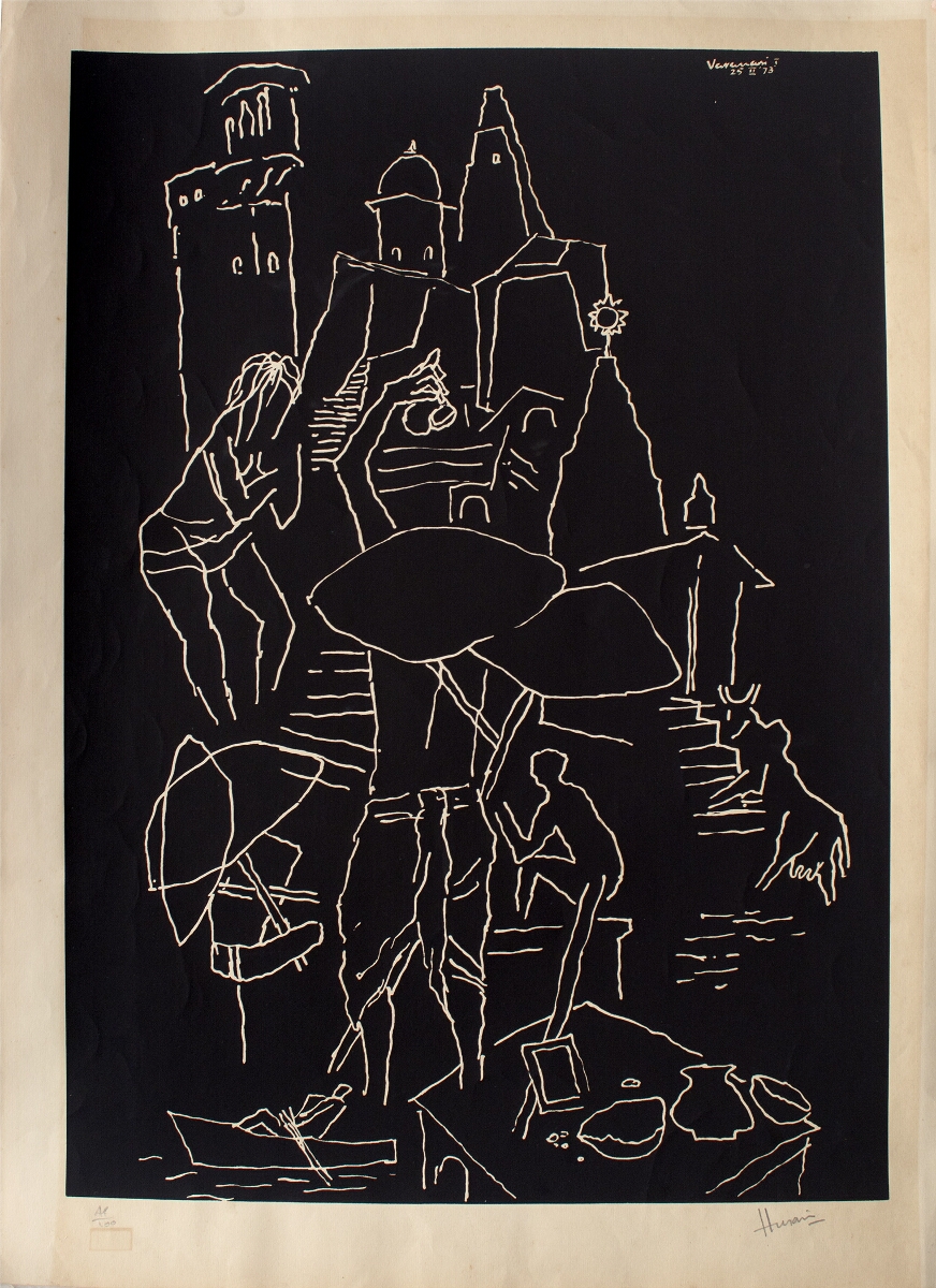 Maqbool Fida Husain Benaras Portfolio 1973 I