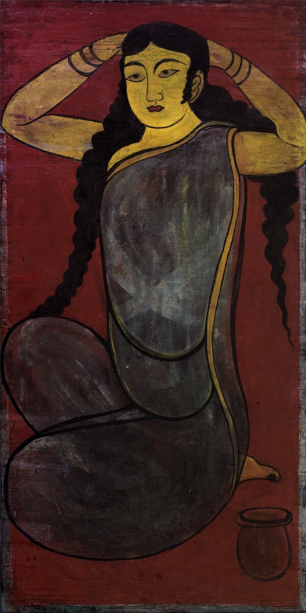 JAMINI ROY (1887 - 1972) - Untitled (Alpana / Seated Lady) (circa 1930)