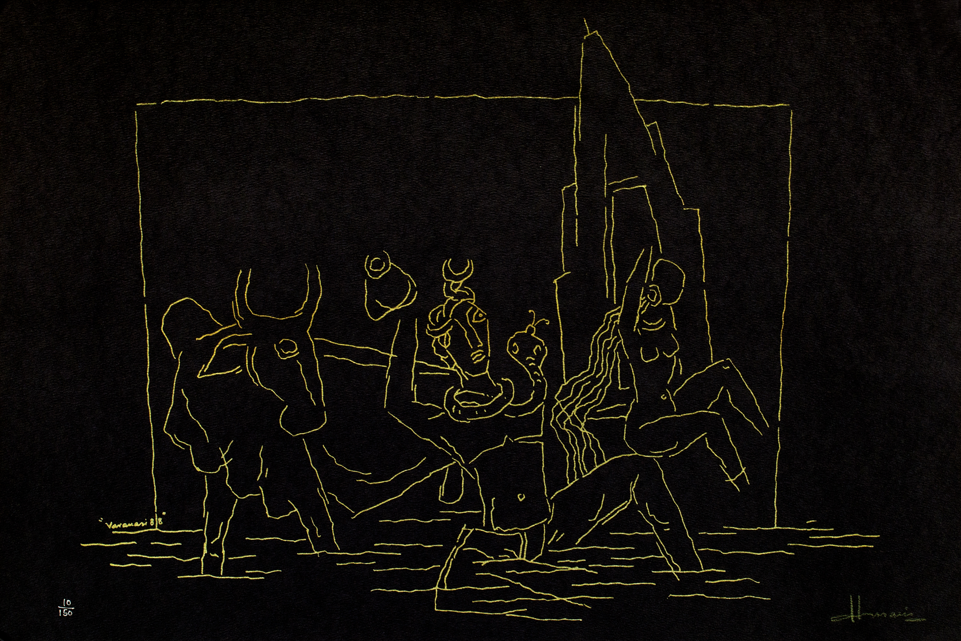 MAQBOOL FIDA HUSAIN (1915 -  2011) - BENARAS (1988)