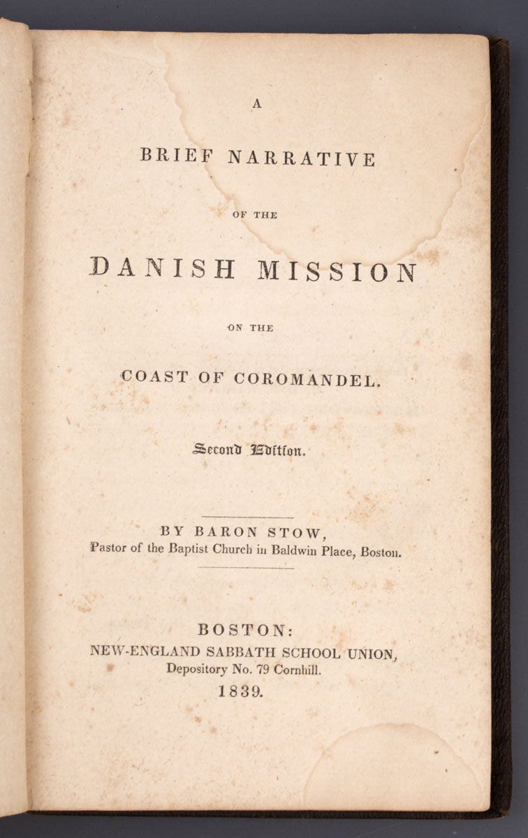 Baron Stow - A Brief Narrative of the Danish Mission on the Coast of Coromandel (1839)