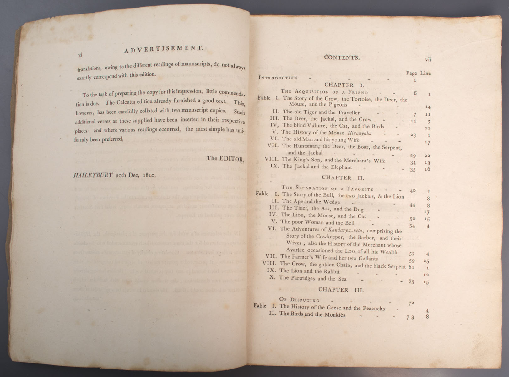 The Editor - Hitopadesa (1810)