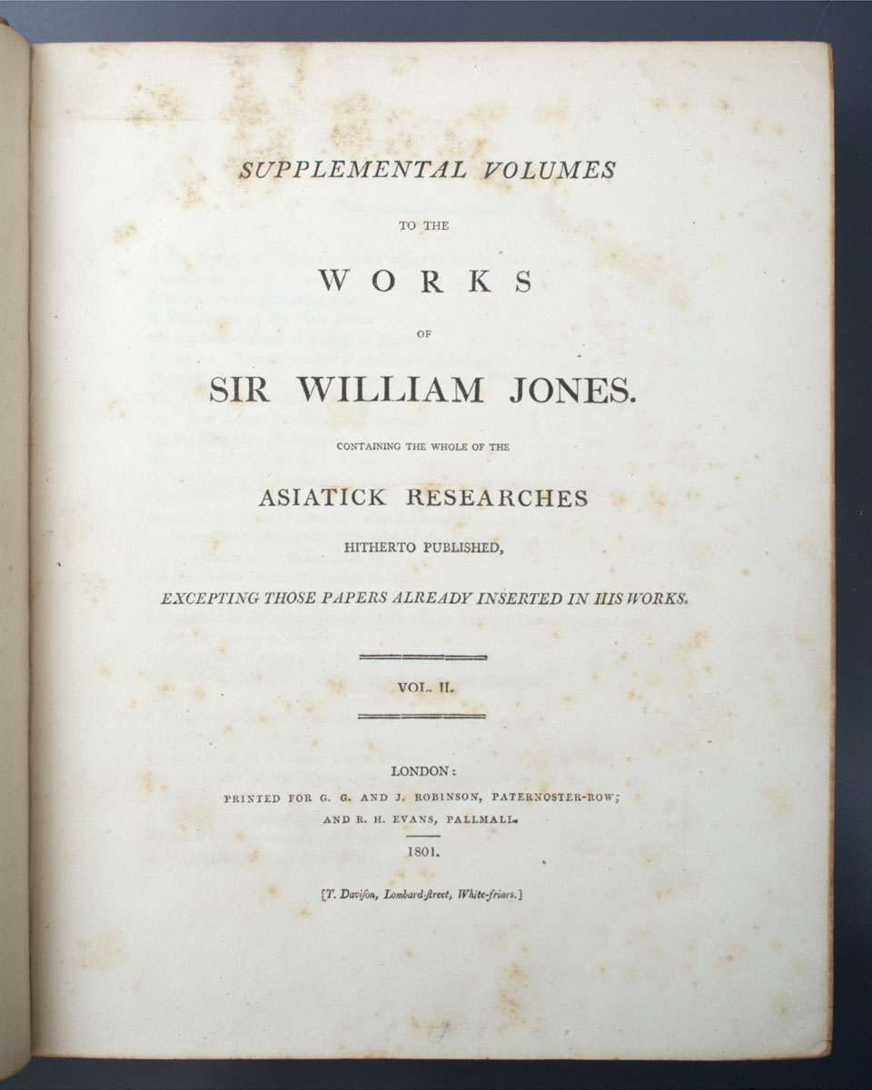 Lady Anna Marie Shipley Jones - Supplementary Volumes of Sir William Jones (1801)
