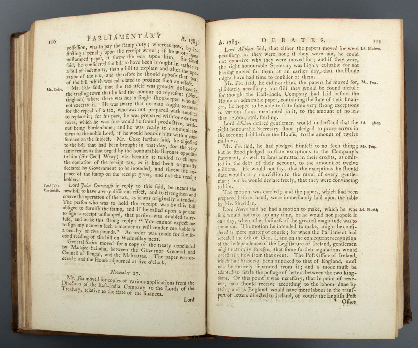 House of Commons - The Parliamentary Register; or history of the Proceedings and Debates of the House of Commons (1784)