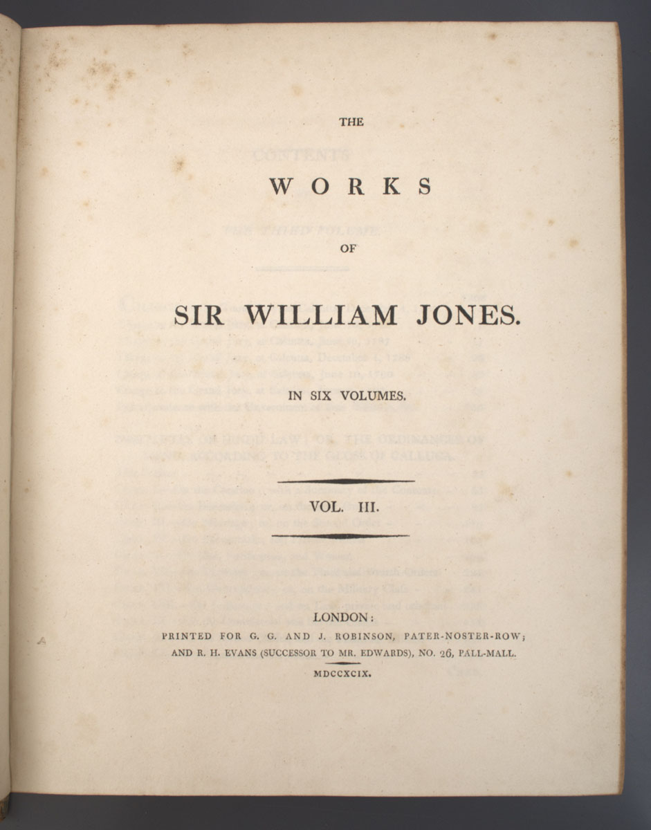 Lady Anna Marie Shipley Jones - The Works of Sir William Jones (1799)