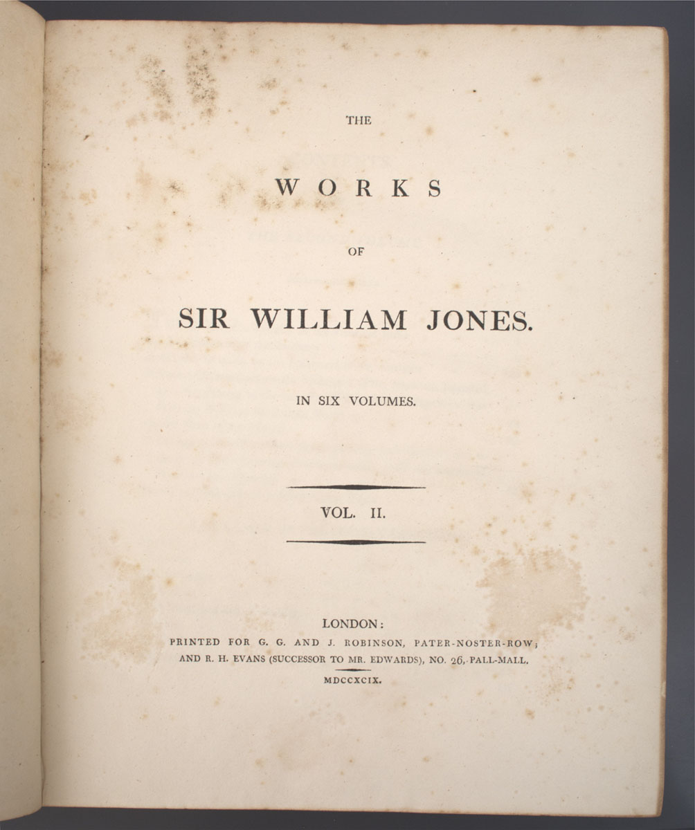 Lady Anna Marie Shipley Jones - The Works of Sir William Jones (1799)