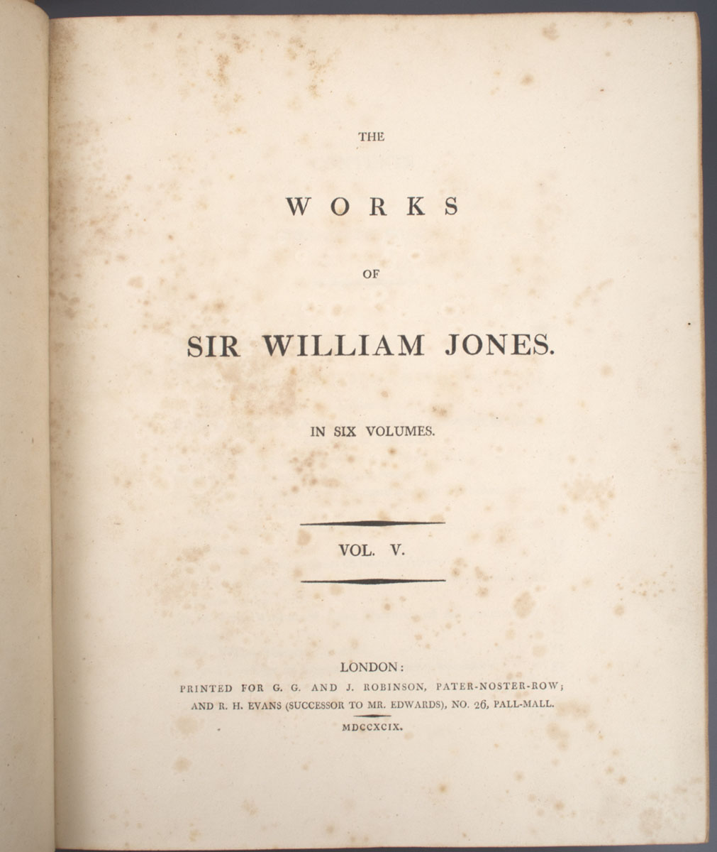 Lady Anna Marie Shipley Jones - The Works of Sir William Jones (1799)
