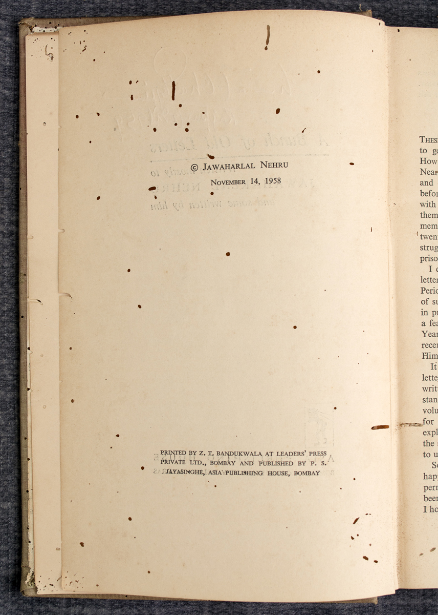 JAWAHARLAL NEHRU - A Bunch of Old Letters (1958)