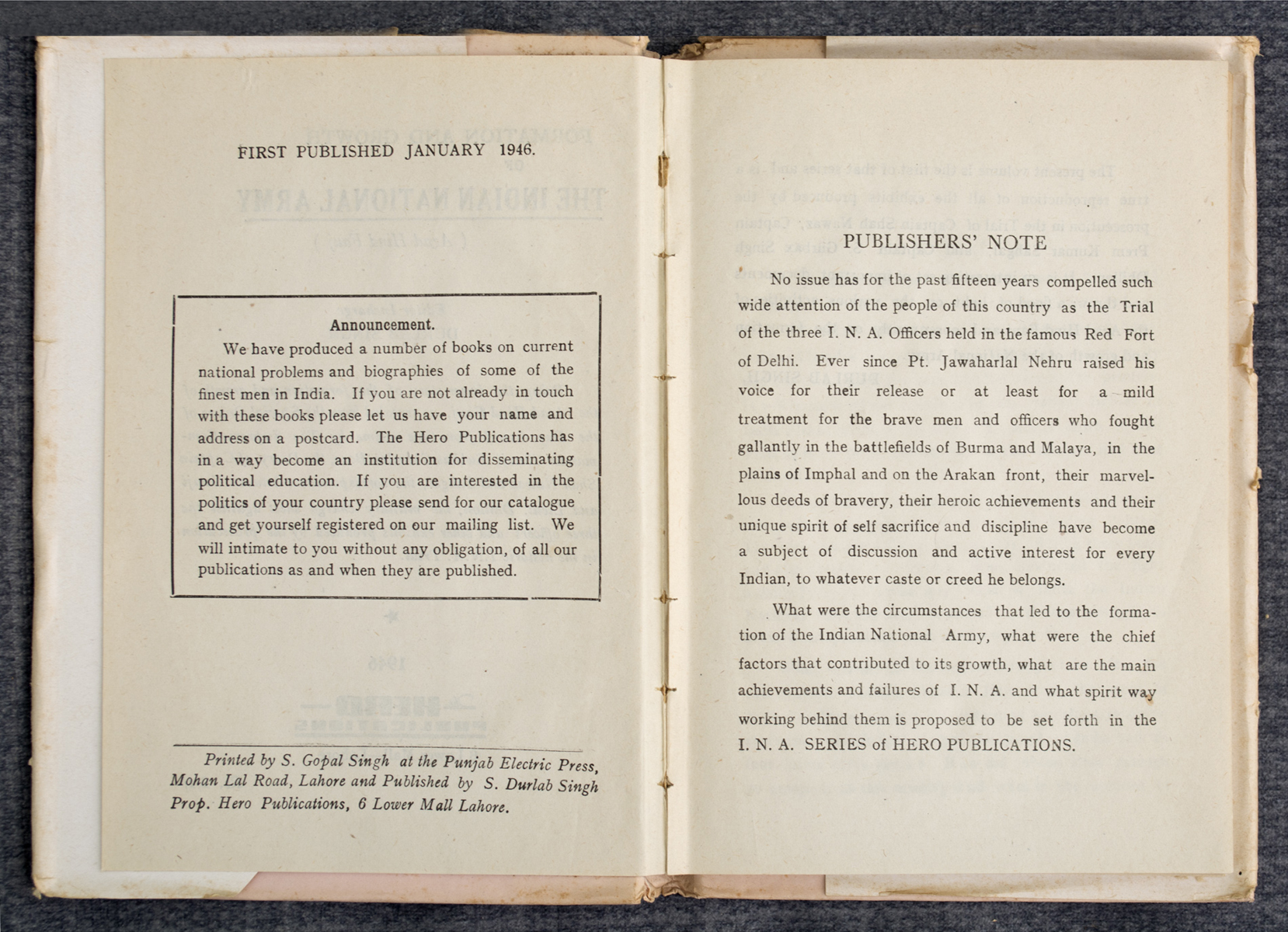 DURLAB SINGH - Formation & Growth of INA (1946)