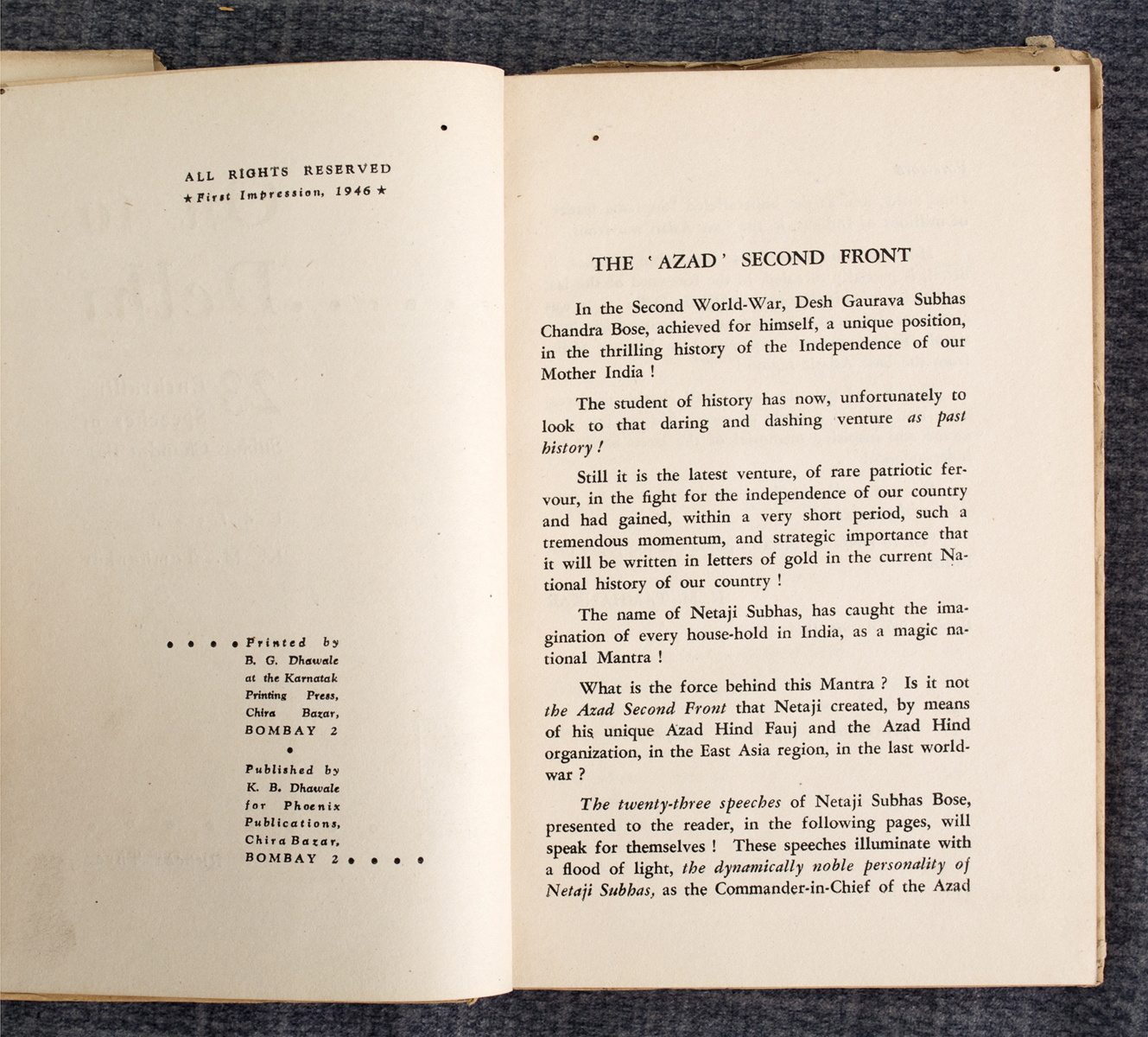 K. M. TAMHANKAR - On to Delhi: 23 Enthralling speeches of Subhas Chandra Bose (1946)