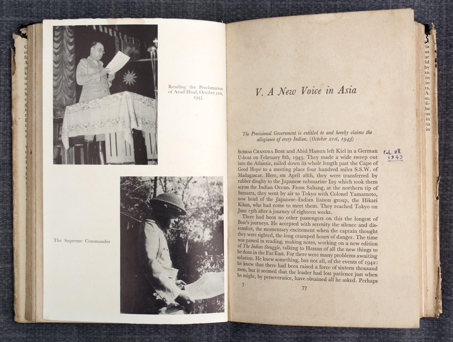 HUGH TOYE - The Springing Tiger: A Study of Subhas Chandra Bose (1959)