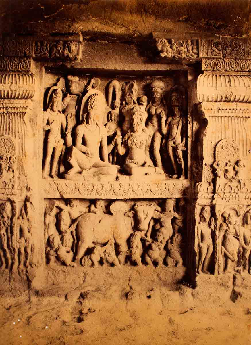 Raja Deen Dayal Figures in Ravan-ki-Khai Cave, Ellora (1888)