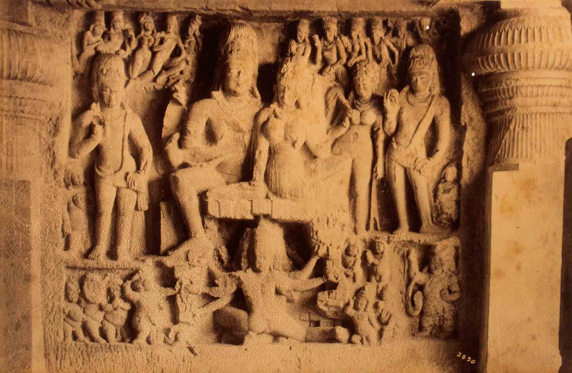 Raja Deen Dayal Mahadeo and Parbutti in Seeta Cave, Ellora (1888)