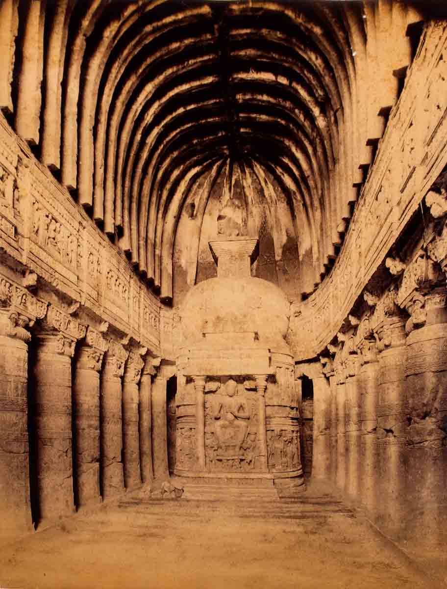 Raja Deen Dayal Interior of Cave No. 26 at Ajunta (1888)