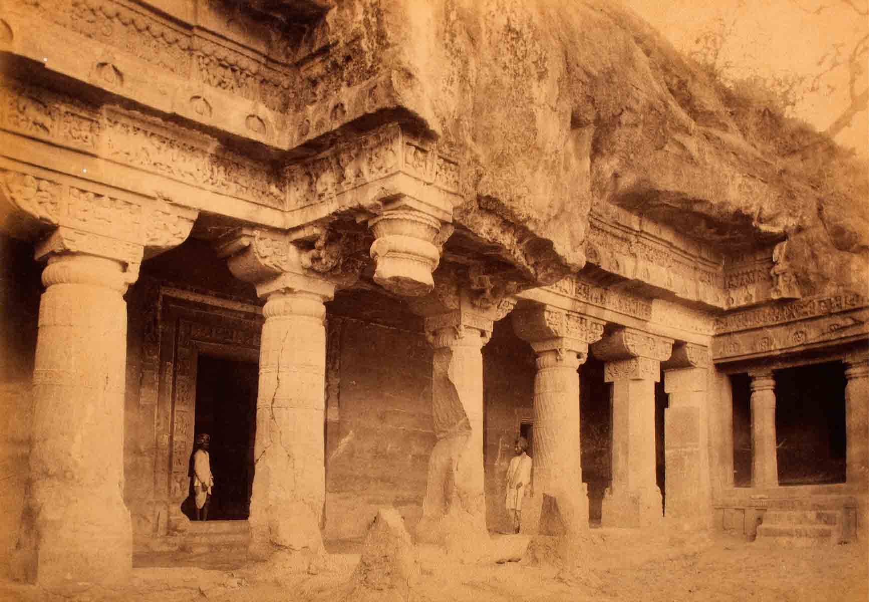 Raja Deen Dayal Exterior of Cave No.1 at Ajunta (1888)