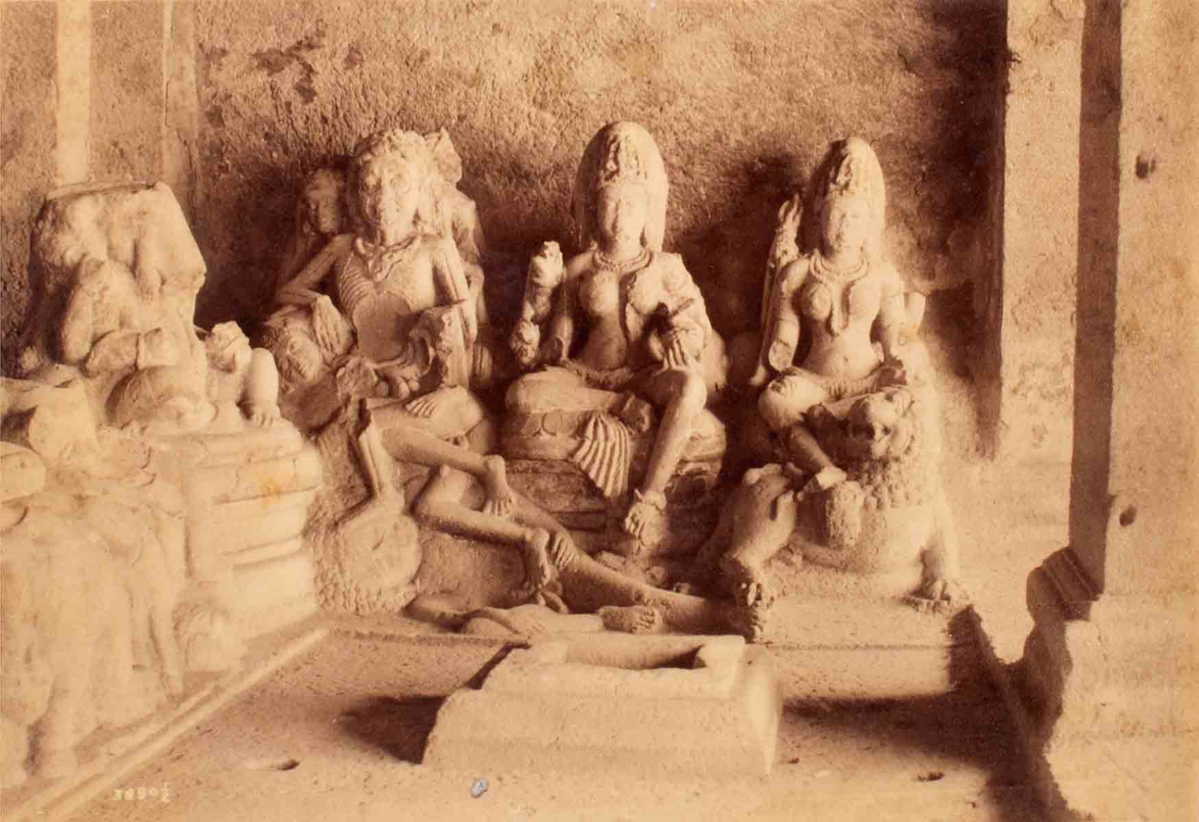 Raja Deen Dayal Figures in Kailas Rock Cut Temple, Ellora (1888)