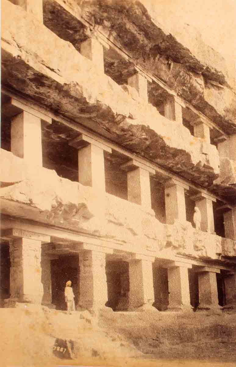 Raja Deen Dayal Tin Tal Cave at Ellora ( Part View - 1888)