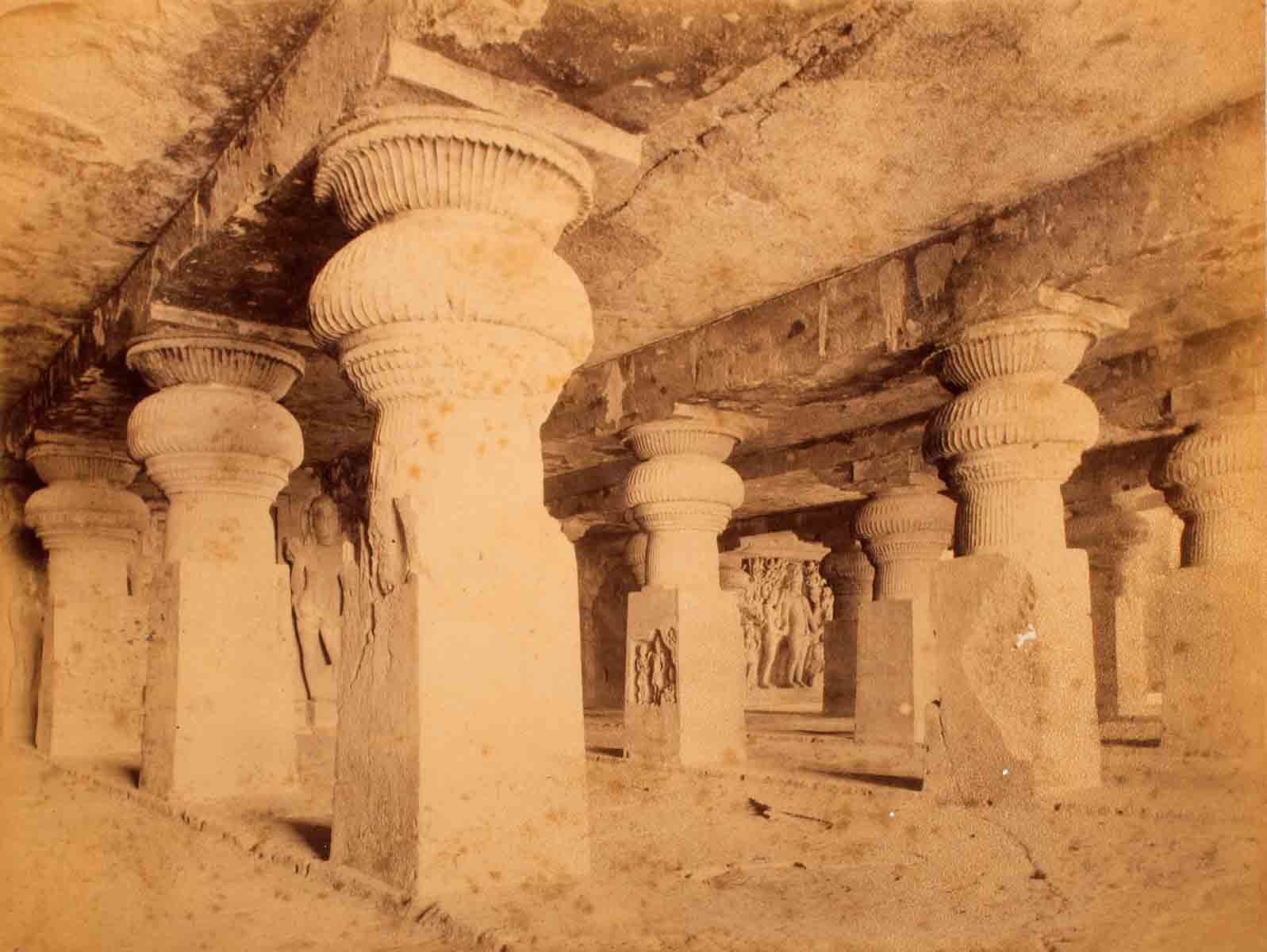 Raja Deen Dayal Interior of Seeta-ki-Khai Cave, Ellora (1888)