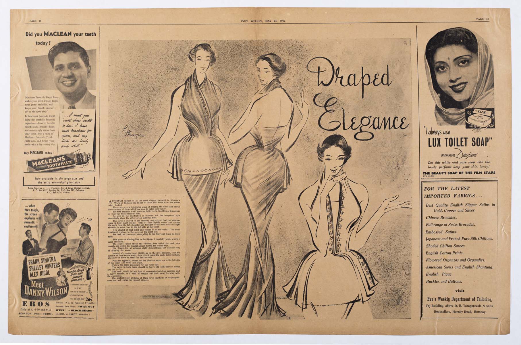 Bhanu Rajopadhye Athaiya (1929) - EVES WEEKLY  SPREAD PAGES