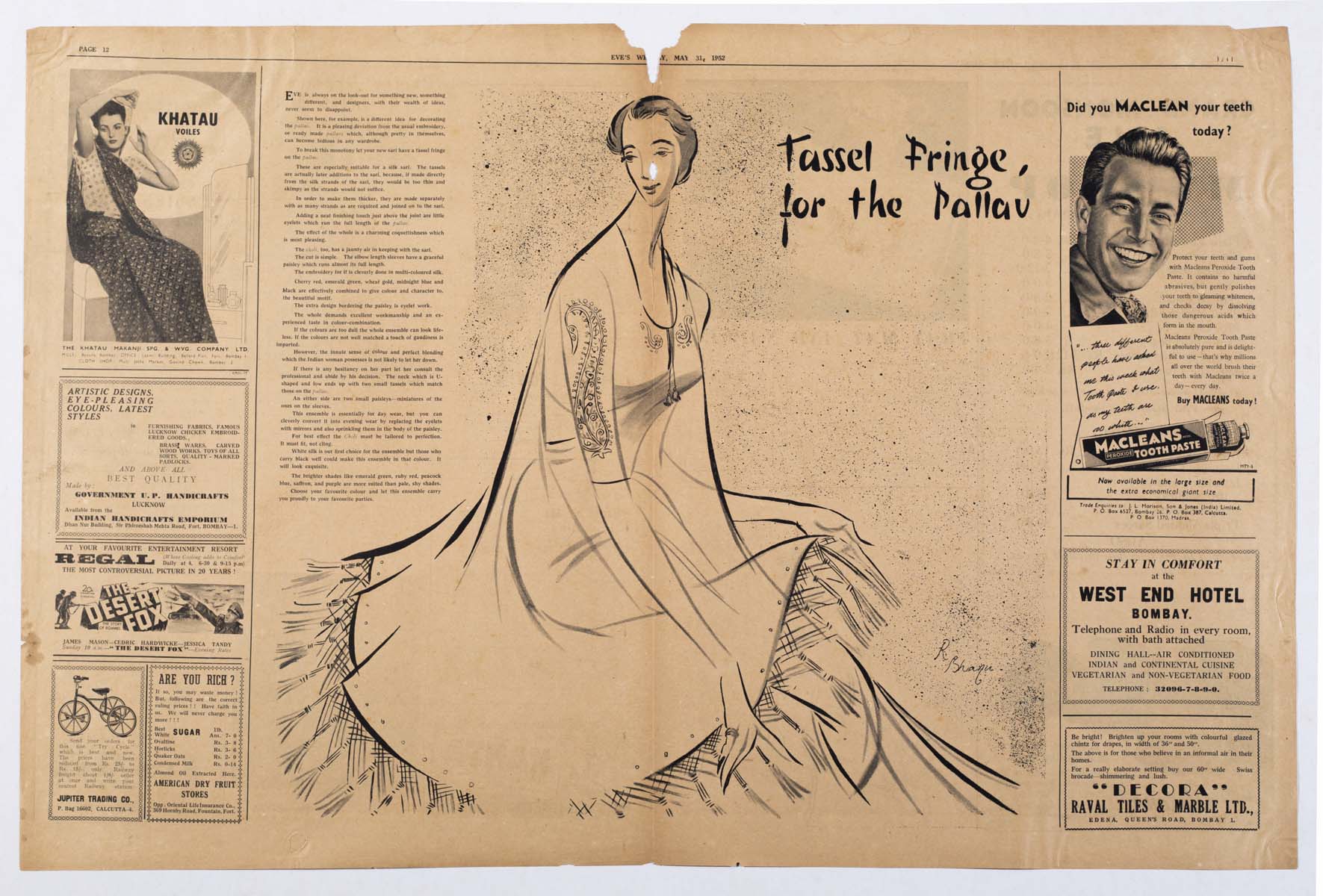 Bhanu Rajopadhye Athaiya (1929) - EVES WEEKLY  SPREAD PAGES