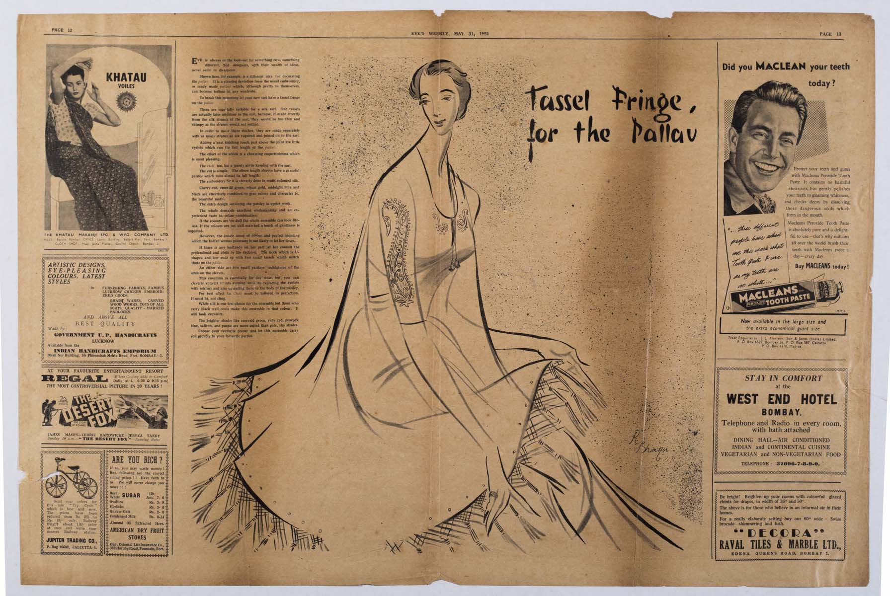 Bhanu Rajopadhye Athaiya (1929) - EVES WEEKLY  SPREAD PAGES