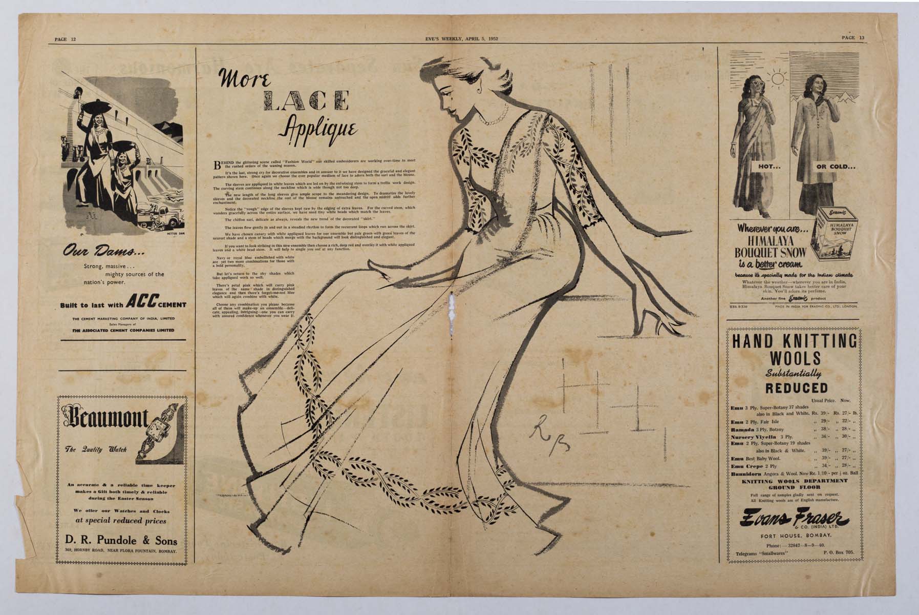 Bhanu Rajopadhye Athaiya (1929) - EVES WEEKLY  SPREAD PAGES