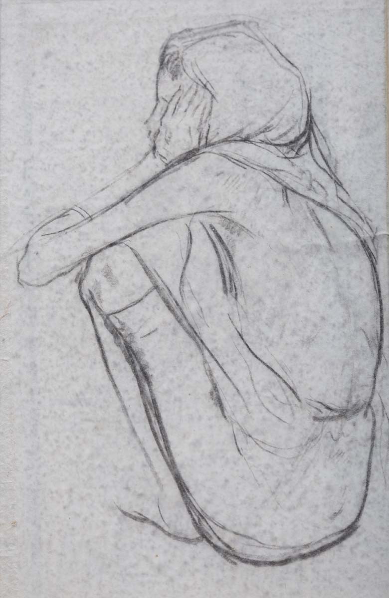 Atul Bose Famine Series Squatted Figure 1943