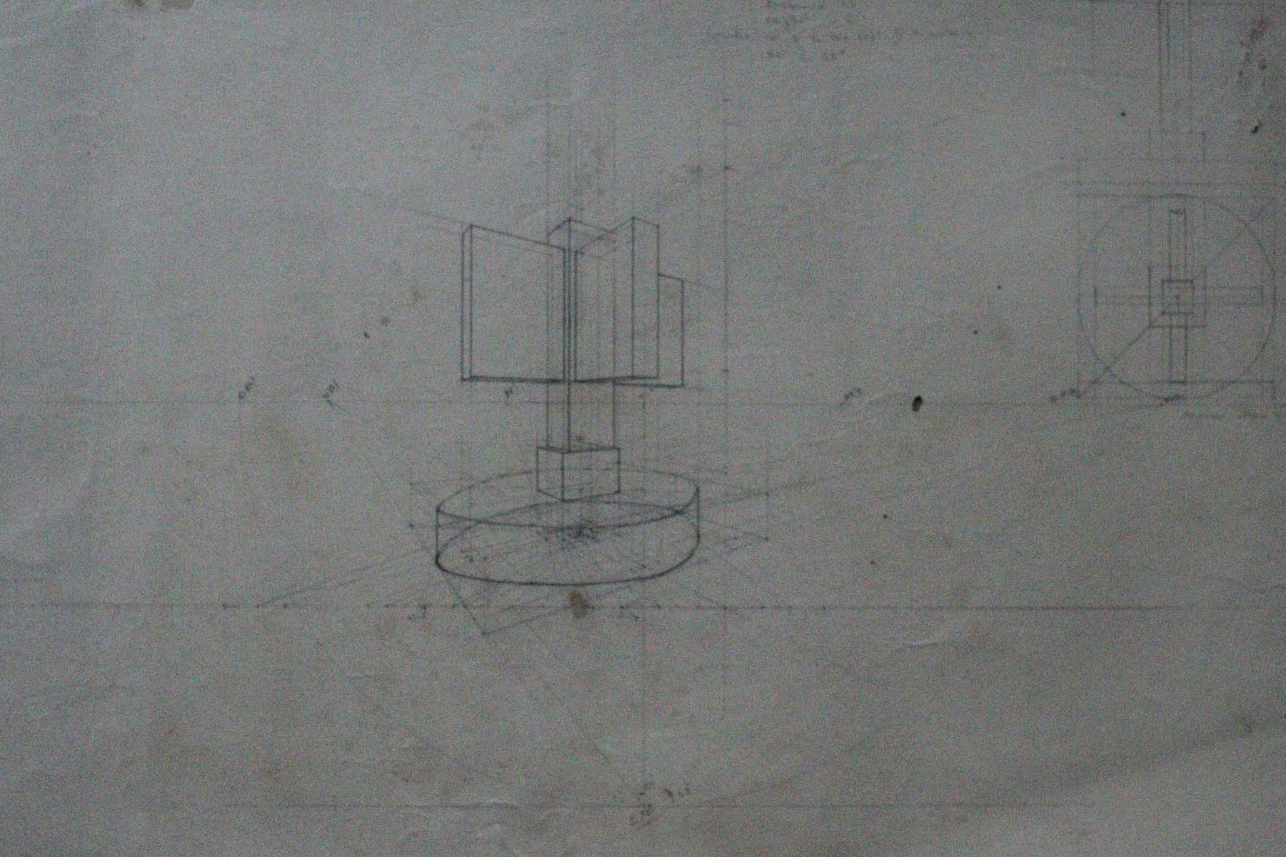 Bhanu Rajopadhye Athaiya (1929) - UNTITLED (Bust/Geometrical plan of a sculpture) (circa 1945)