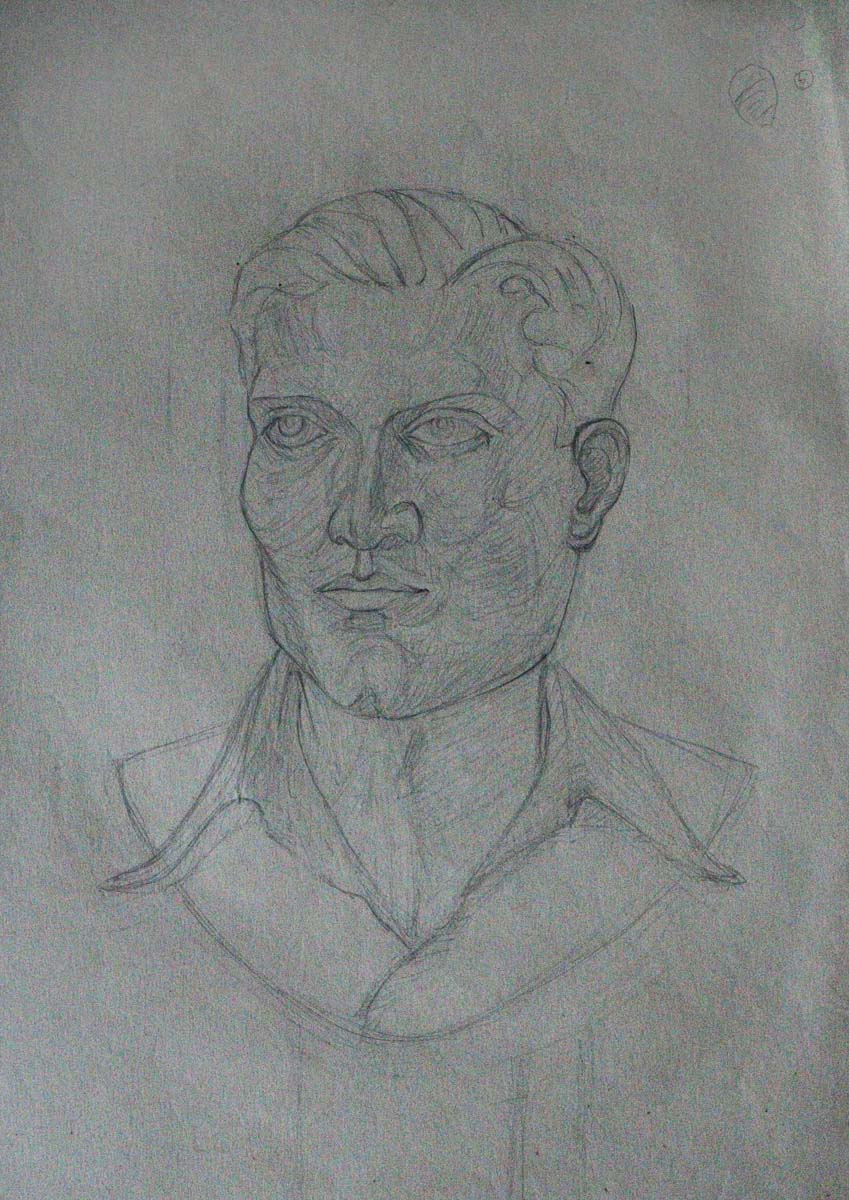 Bhanu Rajopadhye Athaiya (1929) - UNTITLED (Portrait of a young man) (1947)