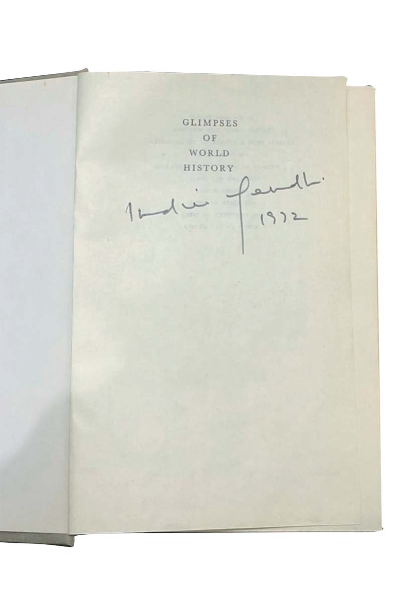 Jawaharlal Nehru - GLIMPESES OF WORLD HISTORY (SIGNED BY INDIRA GANDHI) (1934)
