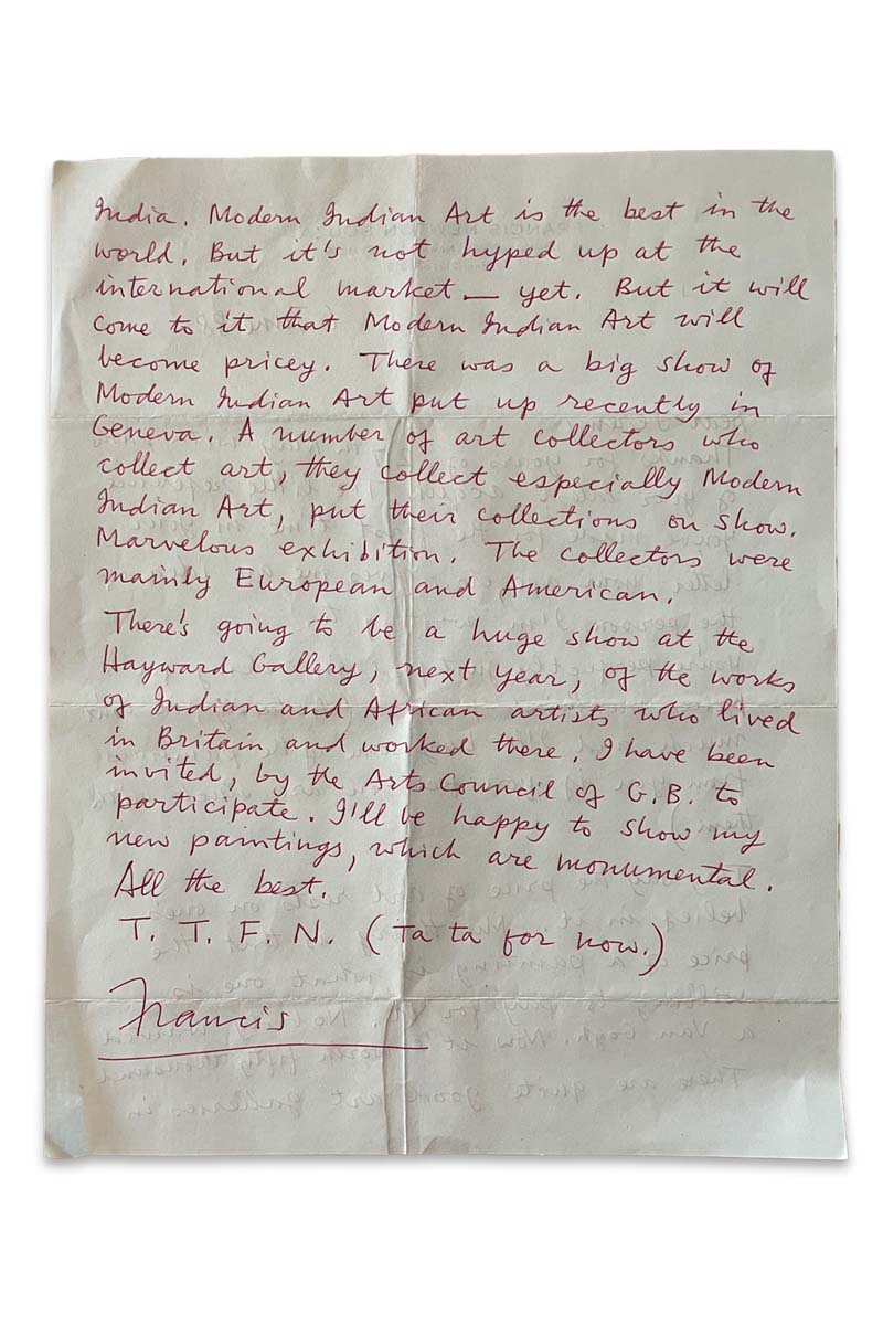 Francis Newton Souza (1924 - 2002) - LETTERS (1988)