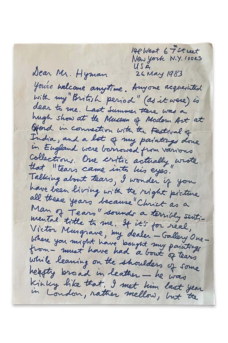 Francis Newton Souza (1924 - 2002) - LETTERS (1988)