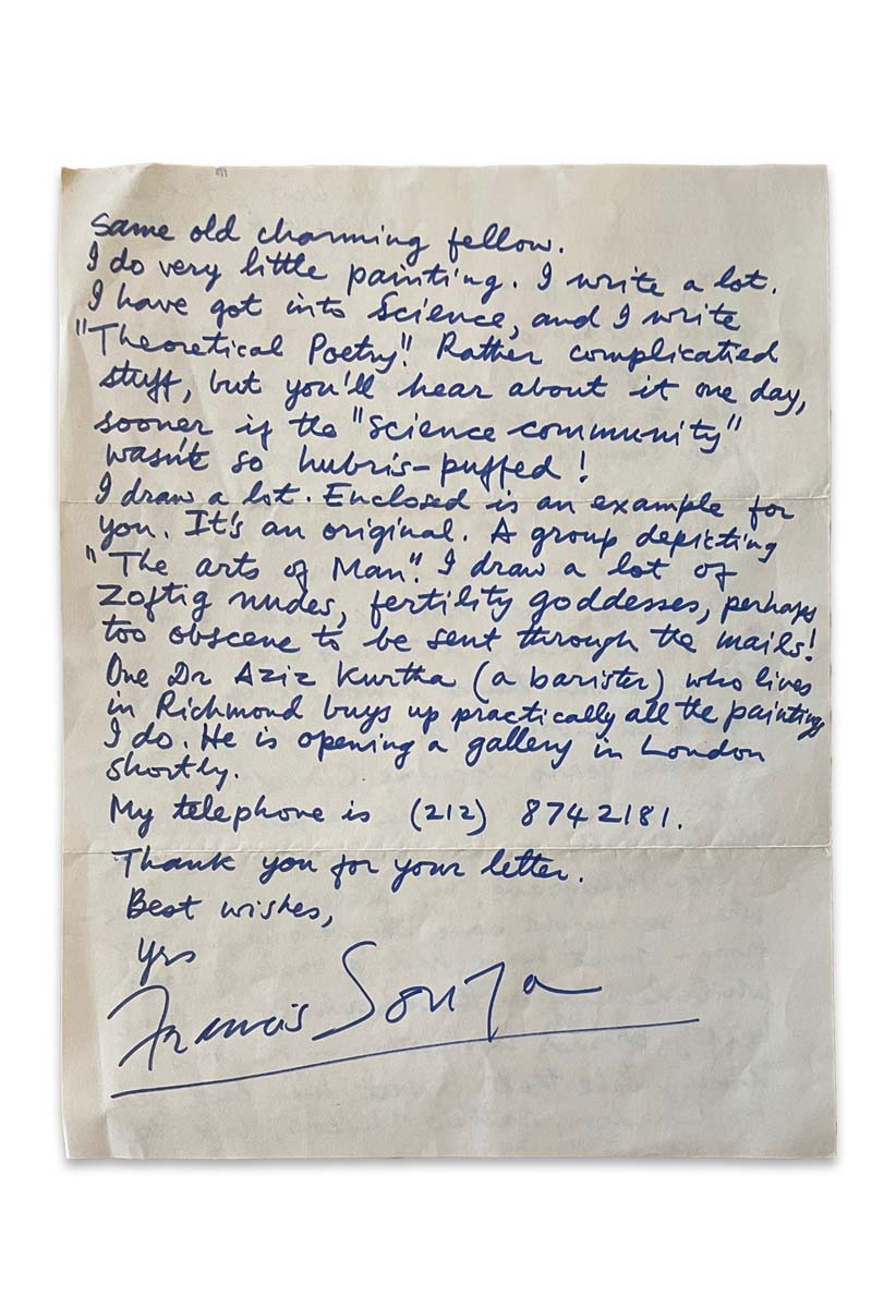 Francis Newton Souza (1924 - 2002) - LETTERS (1988)