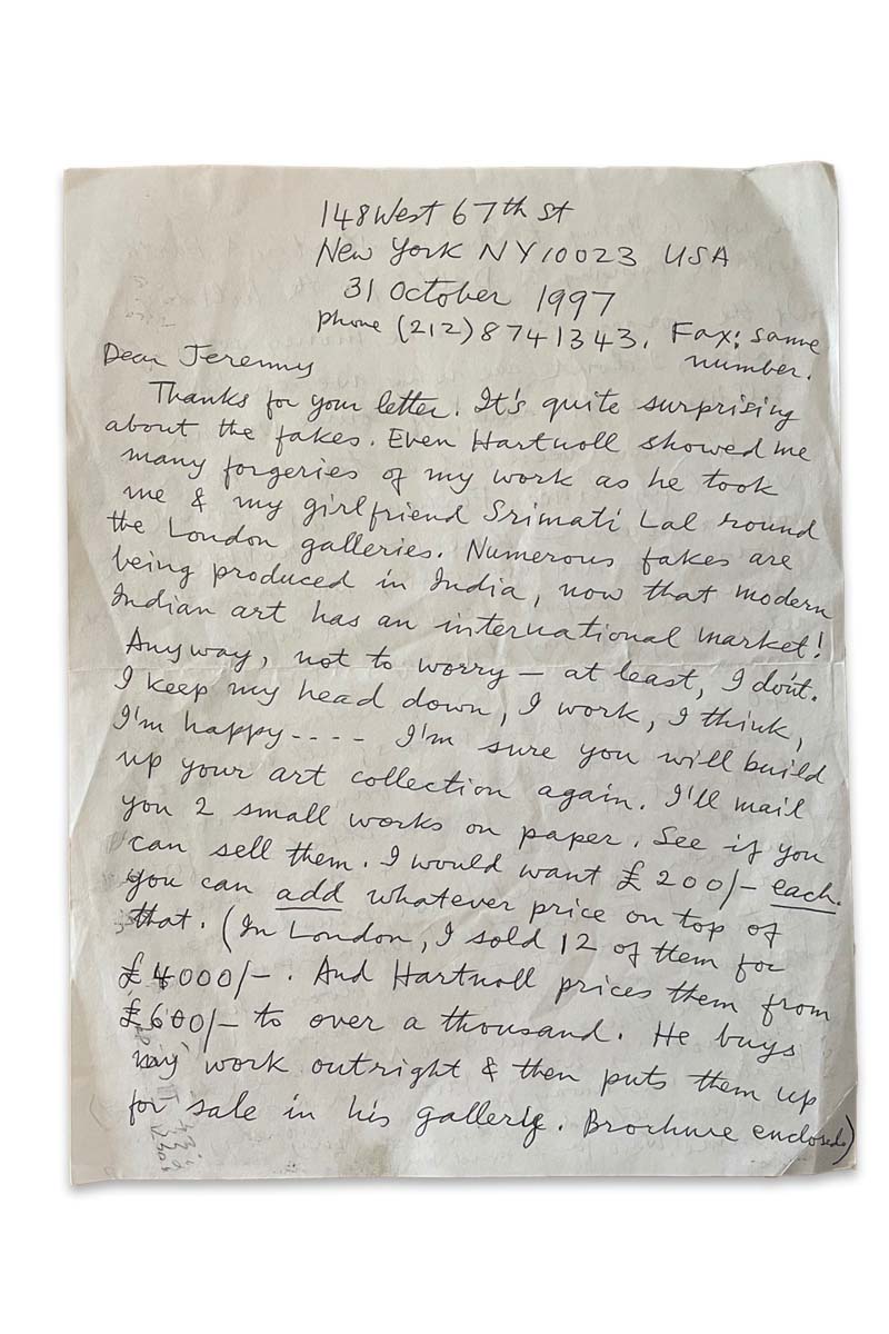 Francis Newton Souza (1924 - 2002) - LETTERS (1988)