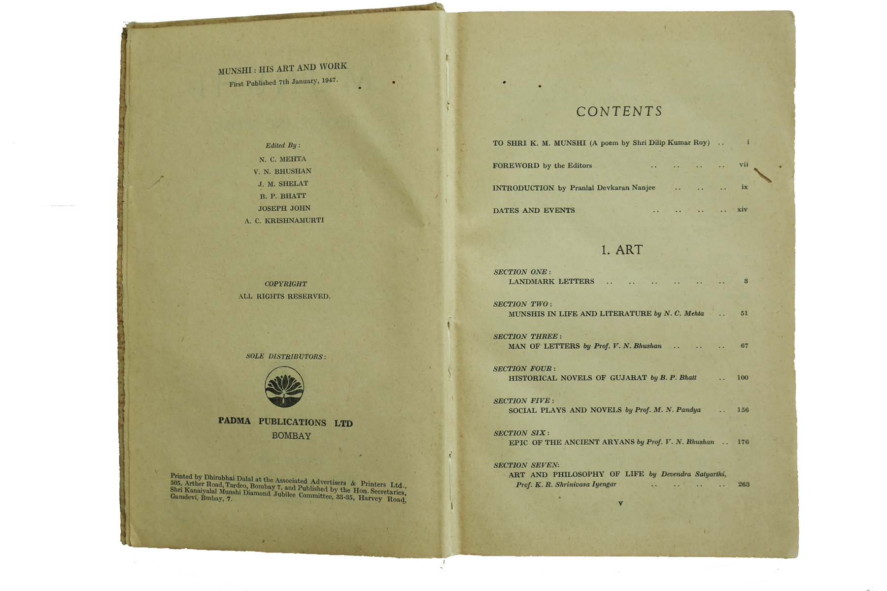 Multiple authors - MUNSHI : HIS ART AND WORK (1947)