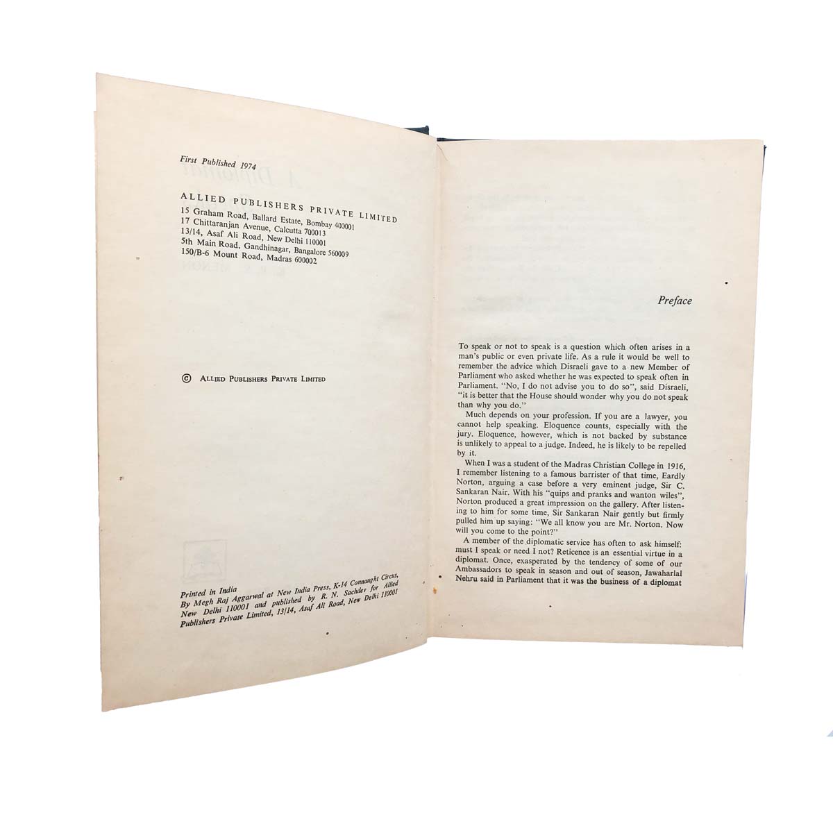 K.P.S. Menon - A DIPLOMAT SPEAKS (1974)