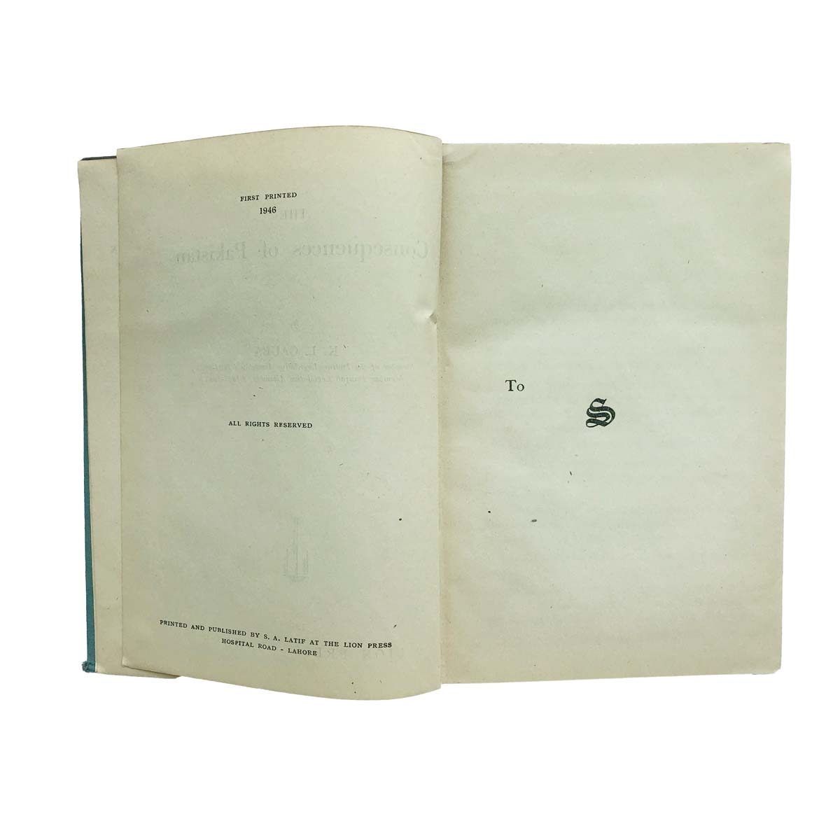 K.L. Gauba - CONSEQUENCES OF PAKISTAN (1946)