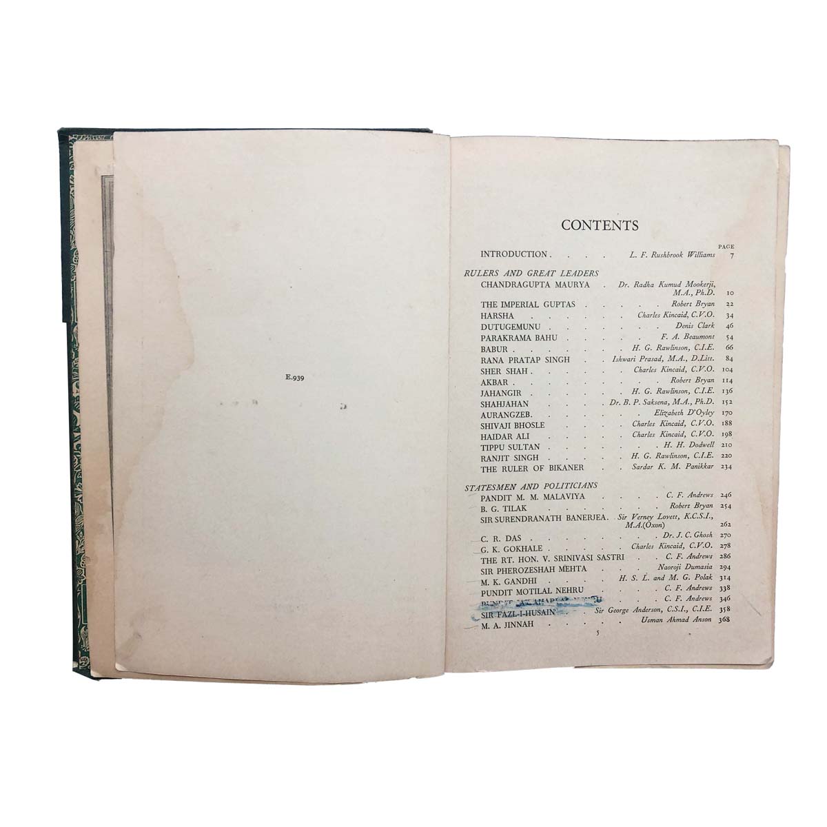 Edited by L.F.Rushbrook Williams - GREAT MEN OF INDIA (1940)