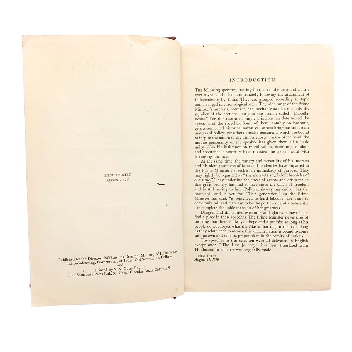 Jawaharlal Nehru - INDEPENDENCE AND AFTER (1949)