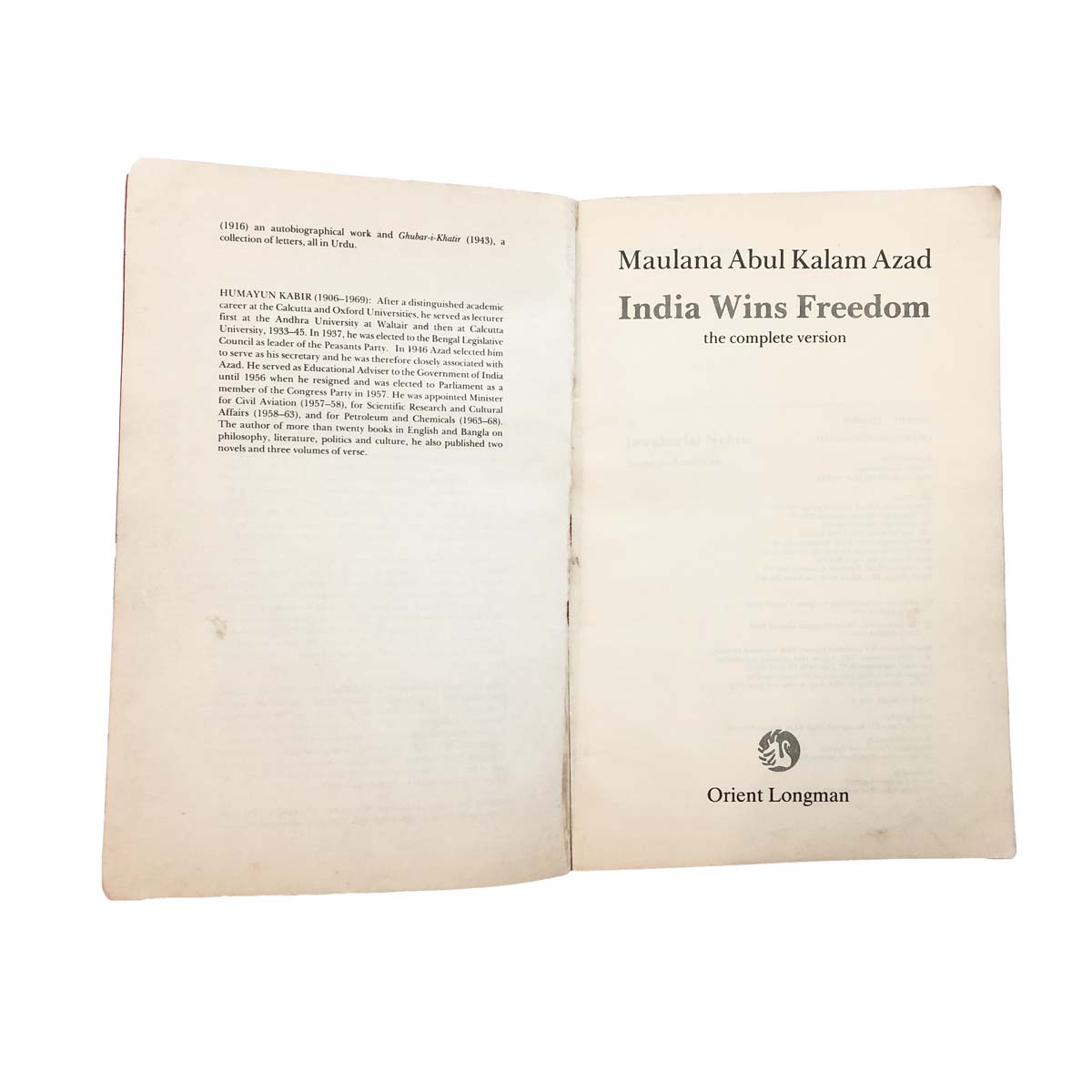 Maulana Abul Kalam Azad - INDIA WINS FREEDOM: THE COMPLETE VERSION (1988)