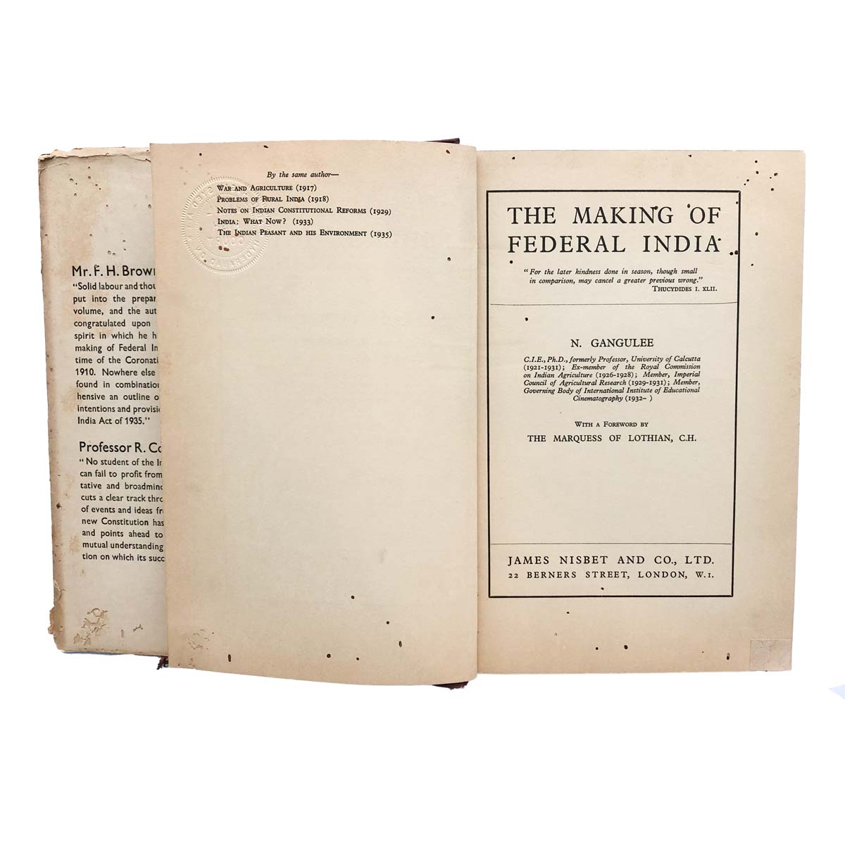 N.Gangulee - THE MAKING OF FEDERAL INDIA (1936)