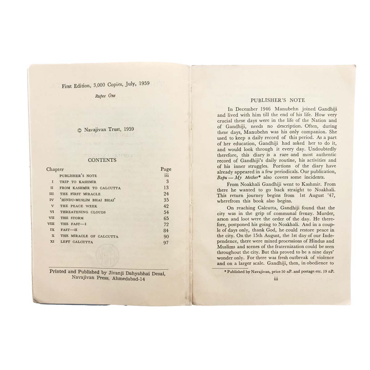 Manubehn Gandhi - THE MIRACLE OF CALCUTTA (1959)