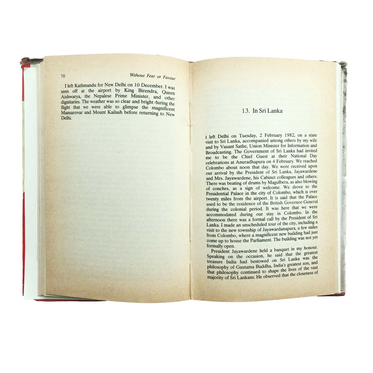 N.Sanjiva Reddy - WITHOUT FEAR OR FAVOUR (1989)