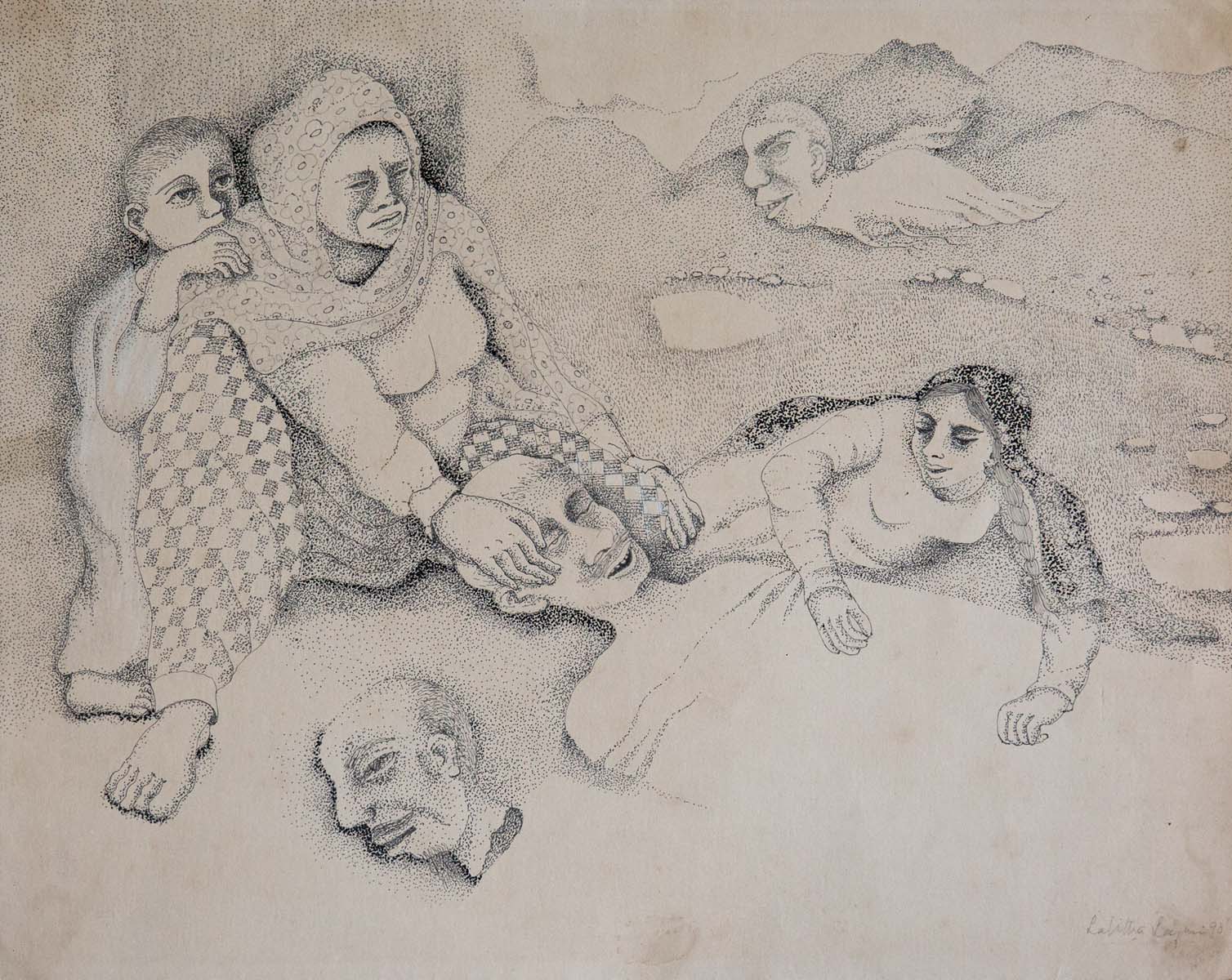 Lalitha Lajmi Pointillist Artwork 1990