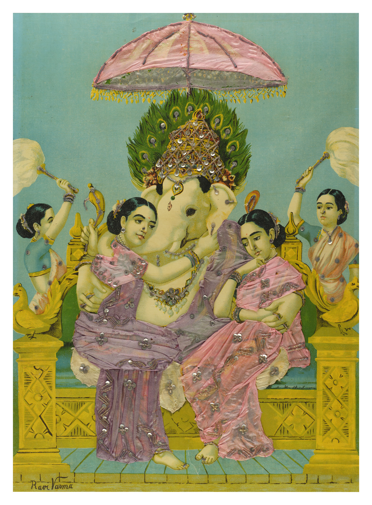 Ravi Varma Embellished Oleographs (1848-1906) - UNTITLED (Figures) (c 1930; c 1950)