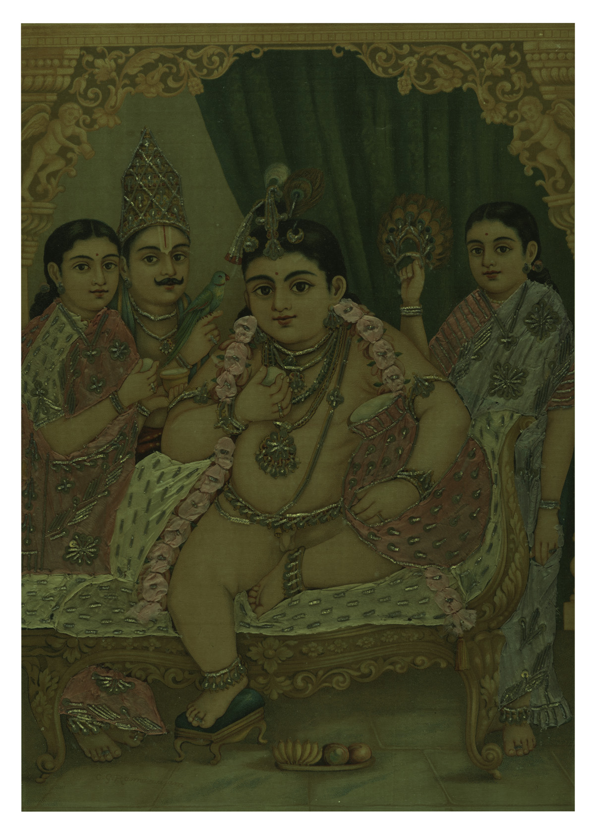 Ravi Varma Embellished Oleographs (1848-1906) - UNTITLED (Figures) (c 1930; c 1950)